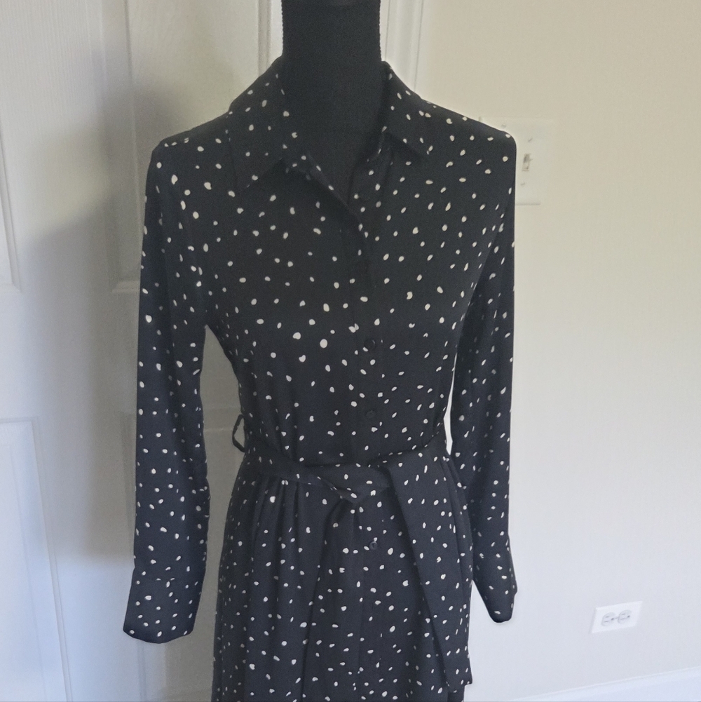 Elegant Black Polka Dot Dress - Picture 3 of 9